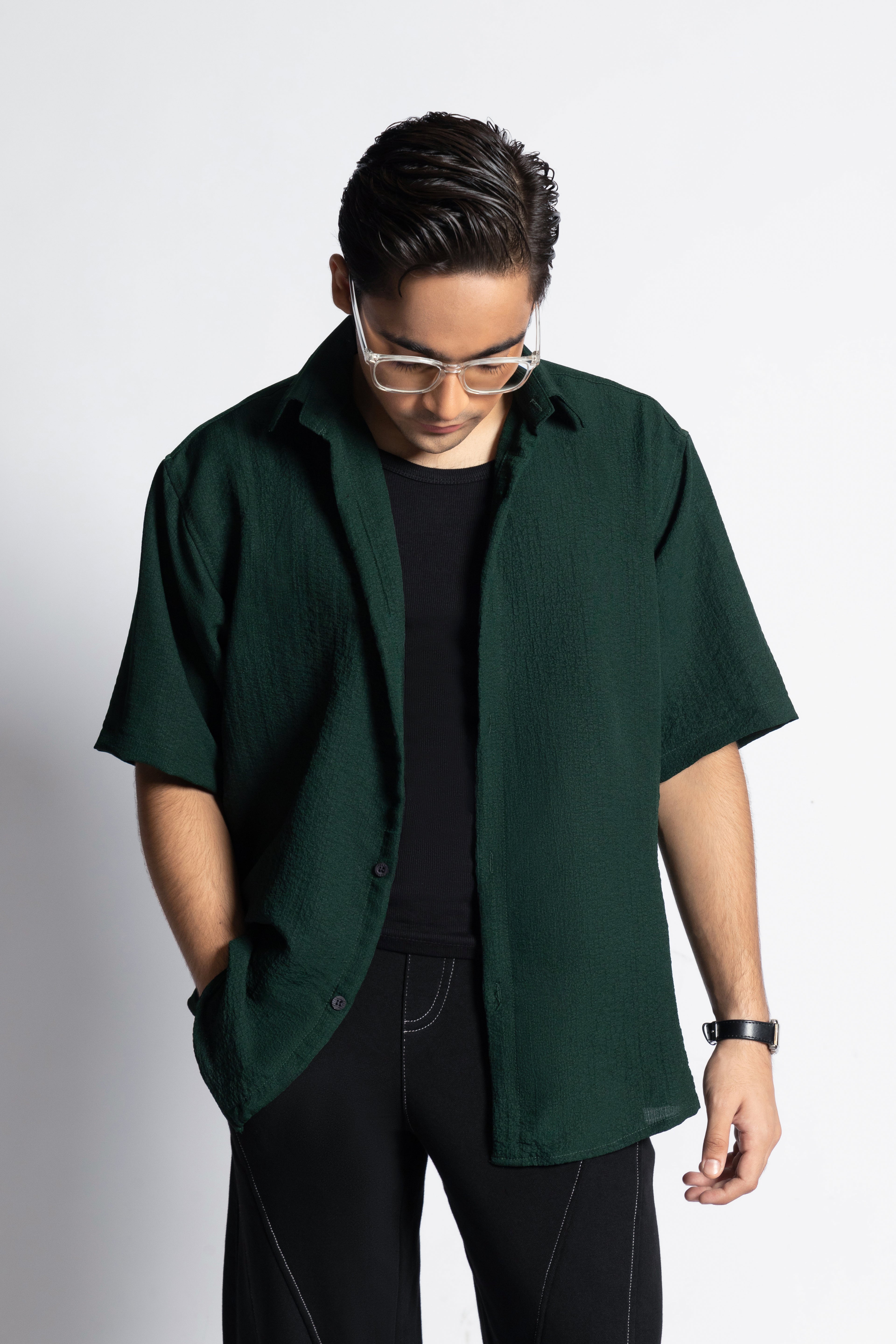 Regulus –Bottle Green Relaxed Fit Shirt