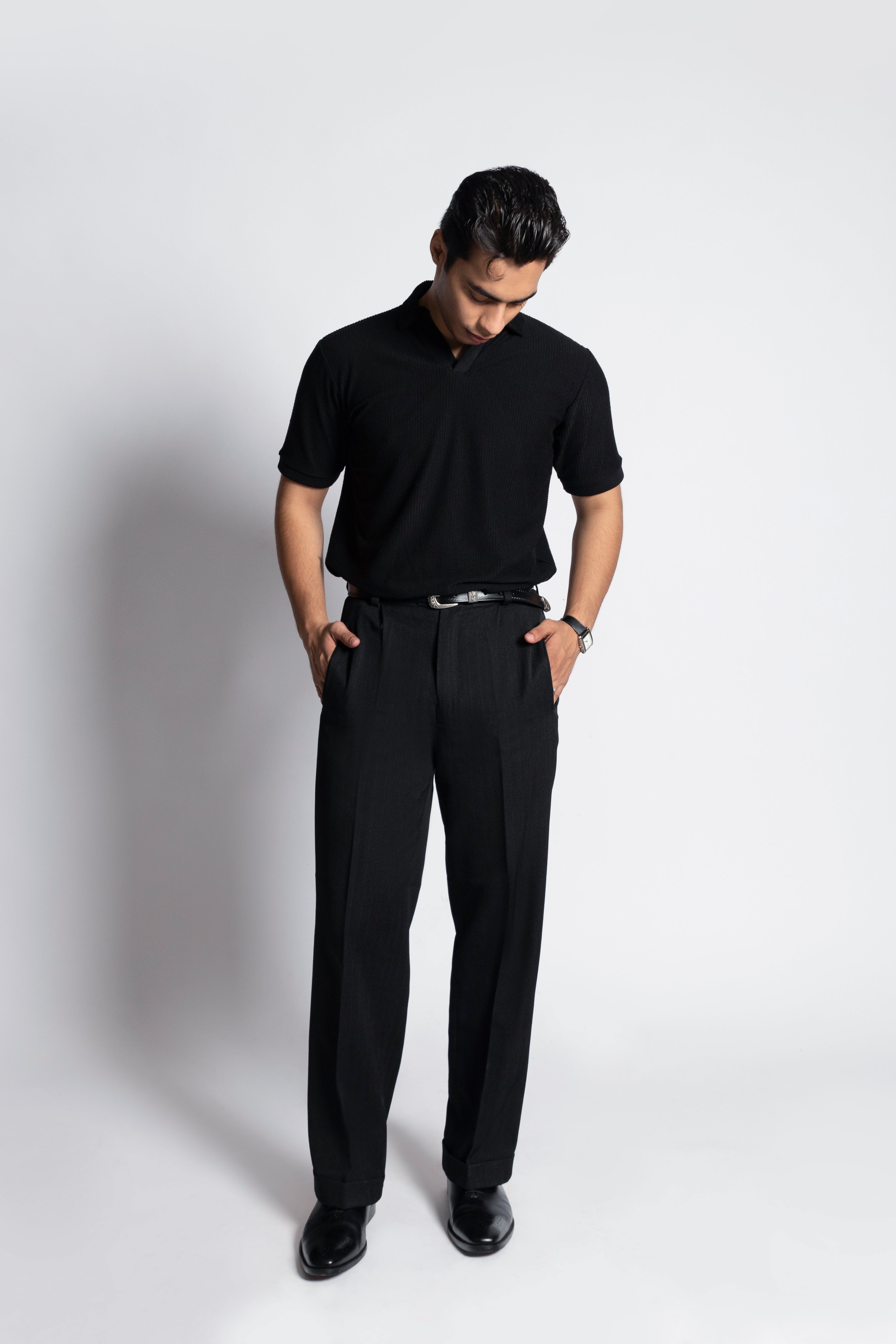 Sirius V-Neck Polo – Obsidian Black