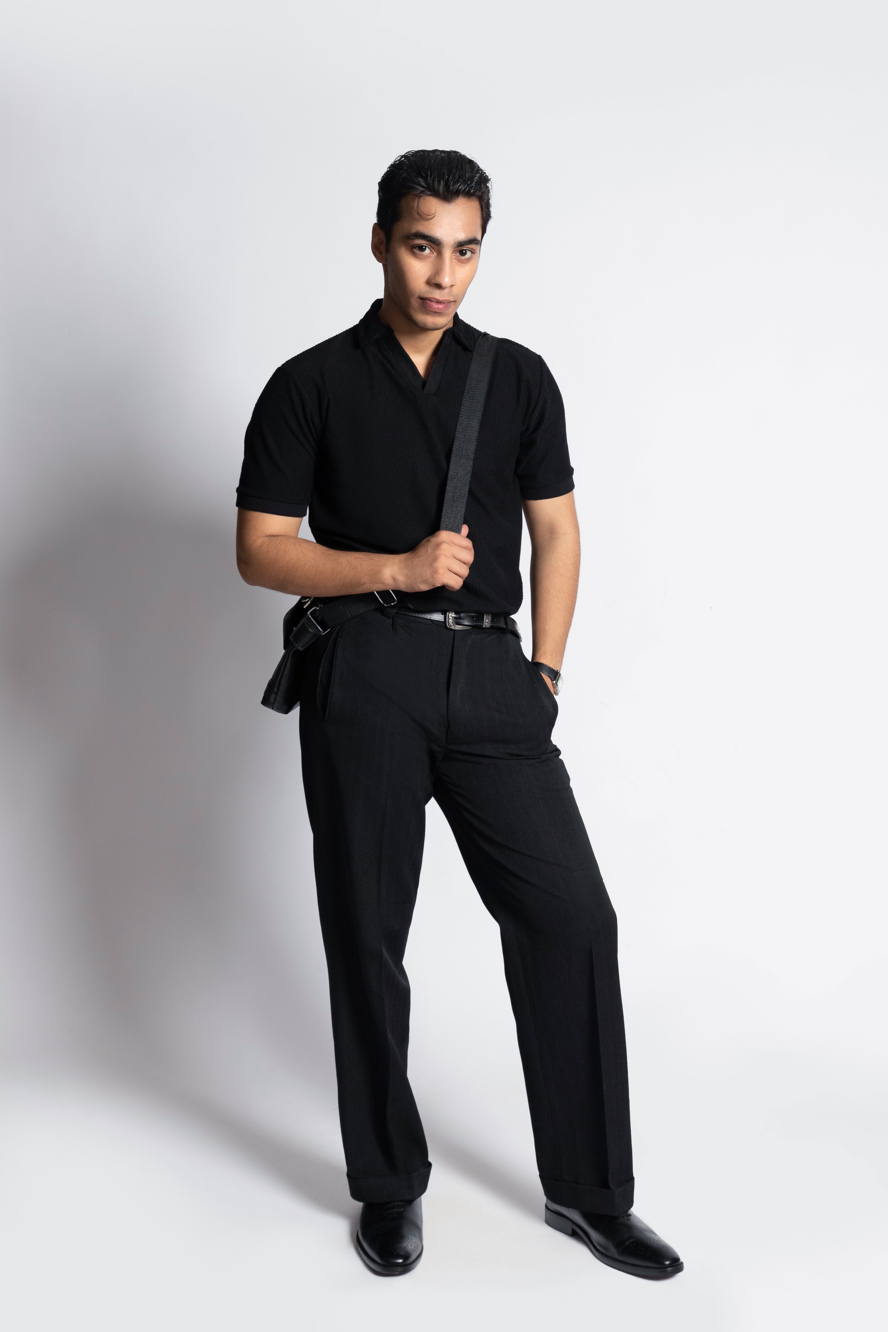 Sirius V-Neck Polo – Obsidian Black