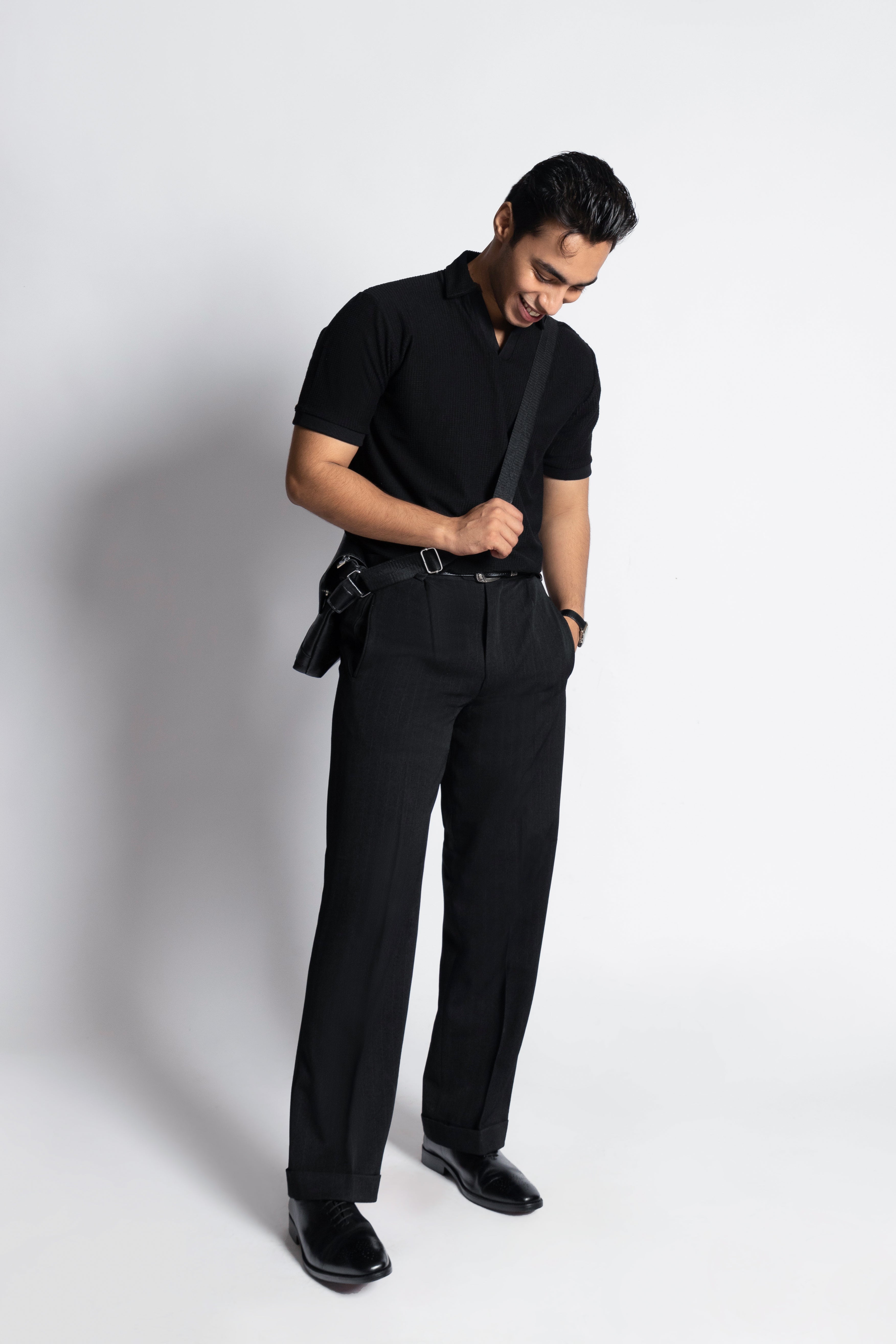 Sirius V-Neck Polo – Obsidian Black