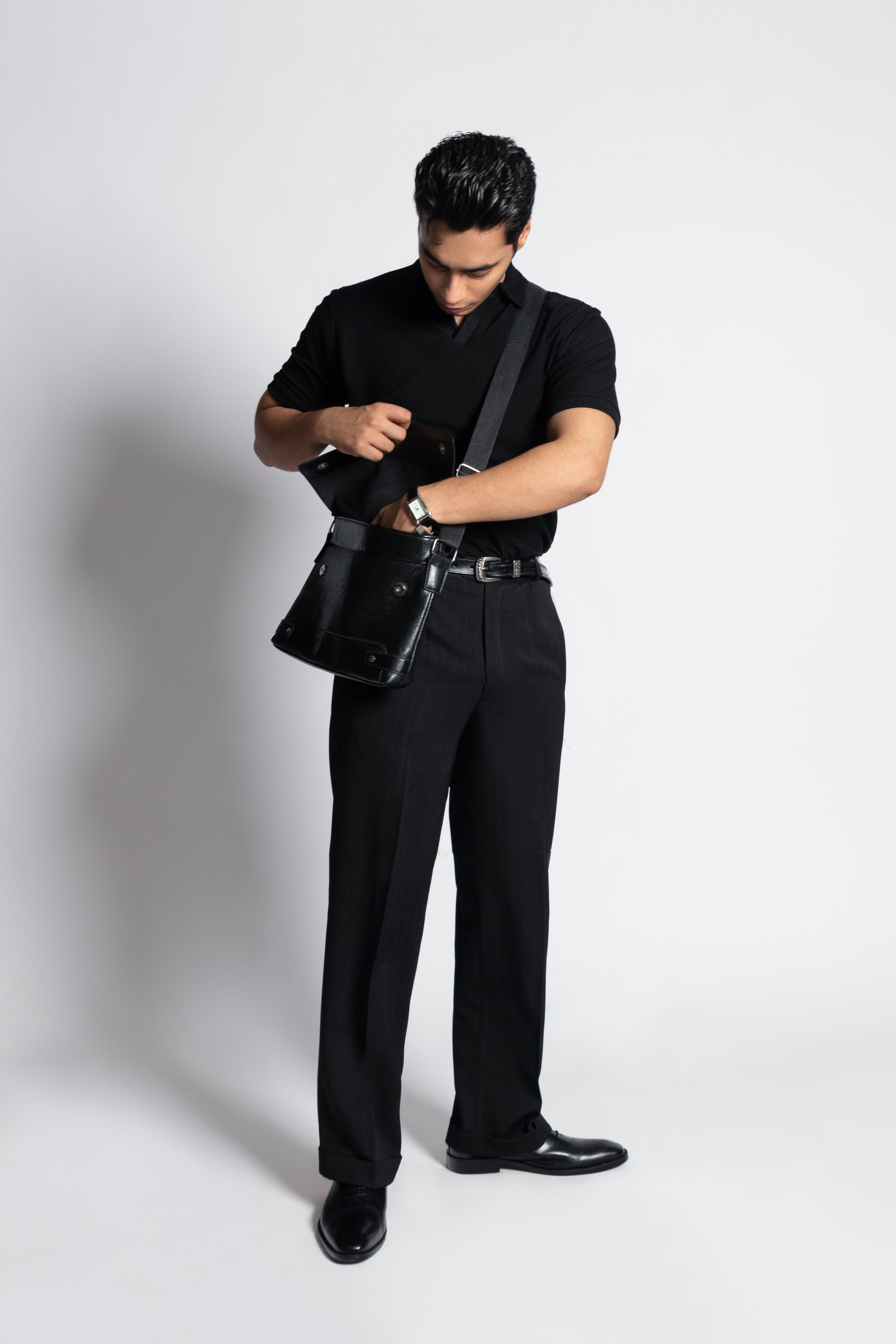 Sirius V-Neck Polo – Obsidian Black